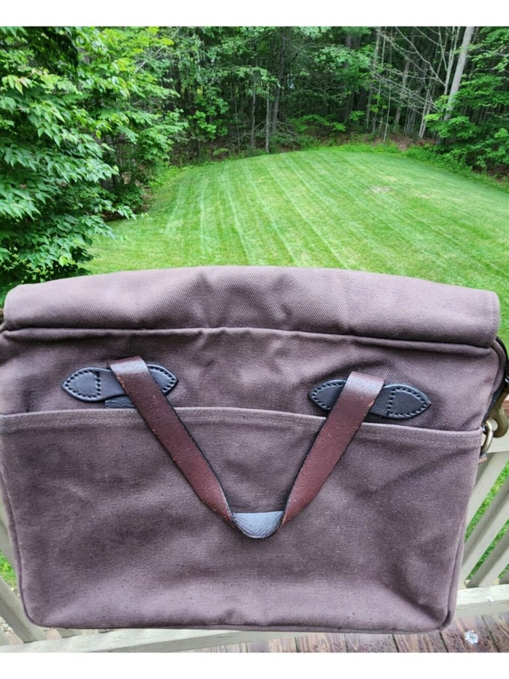 Filson Original Rugged Twill Briefcase Brown Messenger Bag w Strap 256 70256 USA - Picture 2 of 14